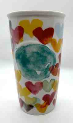 Starbucks 2015 Watercolor Hearts Ceramic Travel Mug Tumbler 10oz Rainbow Colors - Sold on eBay Nov, 1st 2019 for $23.00