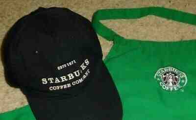 STARBUCKS COFFEE BARISTA  APRON & BASEBALL CAP HAT ONE SIZE SHIP TO WORLDWIDE!!! - Sold on eBay Nov, 1st 2019 for $24.99