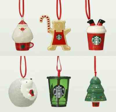New Starbucks JAPAN Ornament Santa Bearista Red Cup Holiday Christmas 2019 Set 6 - Sold on eBay Nov, 1st 2019 for $110.00