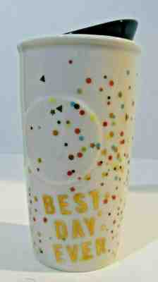 Starbucks 2015 10oz BEST DAY EVER Ceramic Travel Mug Tumbler with Lid - Sold on eBay Nov, 1st 2019 for $22.95