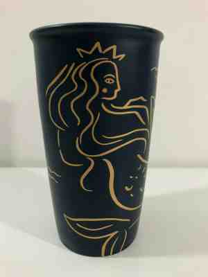Starbucks Travel Mug Dark Blue Gold Mermaid Siren Lid 2017 12 oz Coffee Ceramic - Sold on eBay Nov, 1st 2019 for $32.95