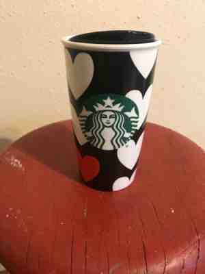 Starbucks black red hearts ceramic mug tumbler new with tag - Sold on eBay Oct, 31st 2019 for $20.00