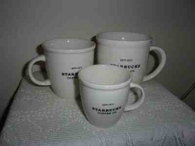 3 Starbucks Coffee Mugs Barista Abbey White Estd 1971 Large - Sold on eBay Oct, 31st 2019 for $16.49