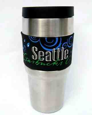 HTF Starbucks Barista 2000 SEATTLE Stainless Steel Travel Tumbler w/Rubber Grip  - Sold on eBay Oct, 31st 2019 for $35.00