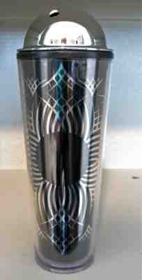 STARBUCKS 2014 Dome Lid Black Silver Abstract VENTI ACRYLIC COLD CUP 24oz   - Sold on eBay Oct, 31st 2019 for $27.99