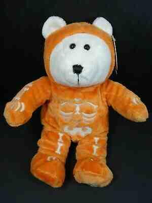 Starbucks Bearista Bear 2004 Halloween Glow In The Dark Orange Skeleton 11" NWT - Sold on eBay Oct, 31st 2019 for $24.99