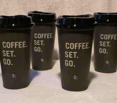 Set of 4 Starbucks Reusable Hot Cup Coffee Set Go w/ Black Lid Fall 2019 - Sold on eBay Oct, 31st 2019 for $19.99