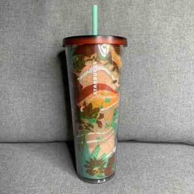 NEW Starbucks 2019 Summer Tumbler Cold Cup Cactus Floral Maroon Green 22 Oz - Sold on eBay Oct, 31st 2019 for $22.77