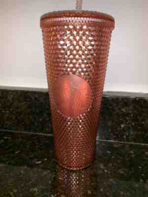 NEW Starbucks Rose Gold Pink Iridescent Holographic Diamond Facet 24oz Cold Cup - Sold on eBay Oct, 31st 2019 for $38.00