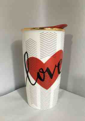 Starbucks Ceramic LOVE Valentine Red Heart Traveler Tumbler Mug 12 oz MINT - Sold on eBay Oct, 31st 2019 for $20.00