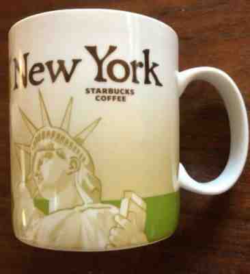 2011 Starbucks Coffee Mug Cup New York Global Icon 16 oz Green Statue of Liberty - Sold on eBay Oct, 31st 2019 for $19.95