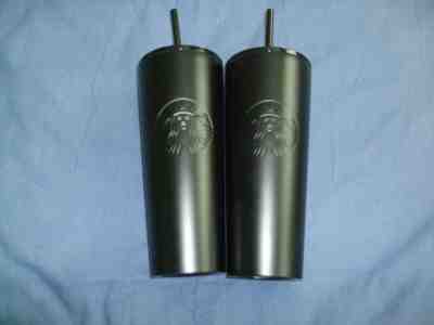  Starbucks Matte Black Stainless Steel Tumbler 24 fl oz 2018 Cold Cup New - Sold on eBay Oct, 31st 2019 for $22.95