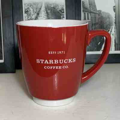 STARBUCKS COFFEE 2008 Abbey Mug Est 1971 Red With White Trim Large 16 oz EUC - Sold on eBay Oct, 31st 2019 for $18.18