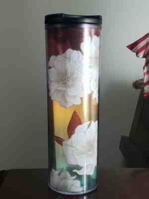 NEW 2019 STARBUCKS COLD CUP FLORAL BLUE WHITE YELLOW RED RAINBOW TUMBLER 16 fl - Sold on eBay Oct, 31st 2019 for $15.00