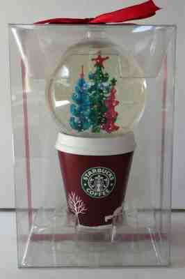 NIB Starbucks 2006 Holiday Snow Globe - Christmas Tree Trio/Red To Go Cup - 5.5" - Sold on eBay Oct, 30th 2019 for $15.00