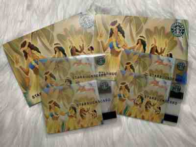 Starbucks Hawaii HULA Cards (4) RARE 2004 w/2 Matching Sleeves 1st Hawaiian Card - Sold on eBay Oct, 30th 2019 for $47.00