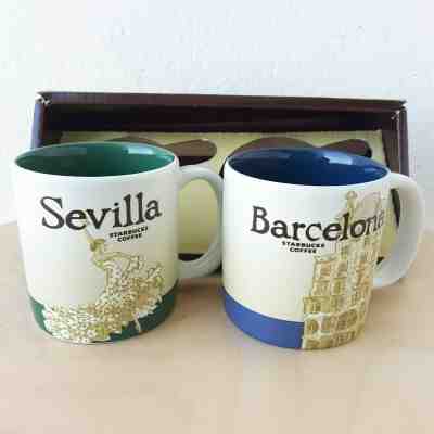 2 Demitasse Starbucks City Mugs 3 oz Global icon city Sevilla & Bacelona, Spain - Sold on eBay Oct, 30th 2019 for $43.20