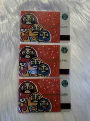 STARBUCKS Japan 2002 ULTRA Rare Daruma Cards Lot of 3 - Sold on eBay Oct, 30th 2019 for $137.50