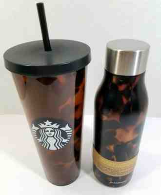 NEW Starbucks Tortoise Shell 24 oz Tumbler & Steel Water Bottle Bundle NWT 2019 - Sold on eBay Oct, 30th 2019 for $59.95