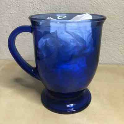 Starbucks Coffee Co. Cobalt Blue Coffee Mug Pedestal Glass Anchor Hocking EUC - Sold on eBay Oct, 30th 2019 for $19.00