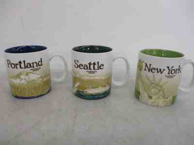 3x Starbucks Collector Series Coffee Mugs Seattle Portland New York - Sold on eBay Oct, 30th 2019 for $41.00