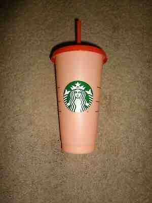 STARBUCKS Color Changing SINGLE Cold Cup ROSE CORAL RED Pink Reusable 24 oz - Sold on eBay Oct, 30th 2019 for $39.99
