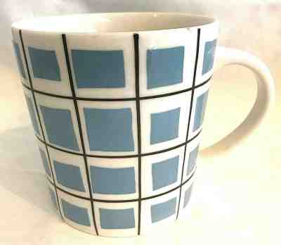 Starbucks Coffee Mug 2004 Blue Plaid Squares w/ Black Geometric Lines - 16 Oz - Sold on eBay Oct, 30th 2019 for $25.99