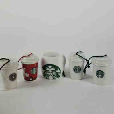 Starbucks Cups Christmas Ornaments Lot of 5 2010/2011 Retired Ceramic Glass - Sold on eBay Oct, 30th 2019 for $24.27