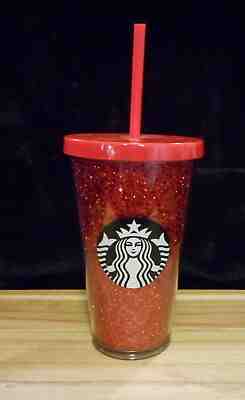 STARBUCKS 2018 HOLIDAY RED GLITTER 16 OZ. COLD CUP TRAVEL TUMBLER WITH STRAW NEW - Sold on eBay Oct, 30th 2019 for $16.99