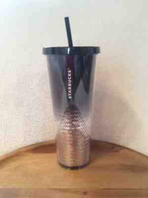 STARBUCKS COFFEE 2018 BLACK OMBRE SEQUINS 24 OZ COLD CUP TUMBLER & STRAW NEW - Sold on eBay Oct, 30th 2019 for $19.99