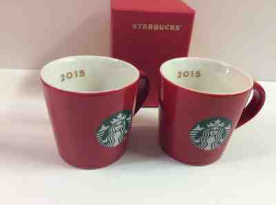 Starbucks 2015 Christmas Holiday Expresso Demitasse Red Mugs (2) 3oz Little Cups - Sold on eBay Oct, 30th 2019 for $22.49