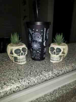 Starbucks 2019 Halloween Skull Tumbler Black Dark Purple 16 Oz Cup  - Sold on eBay Oct, 30th 2019 for $37.00
