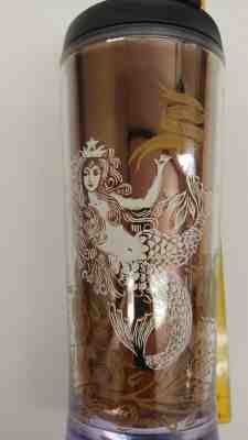 STARBUCKS Siren Mermaid Split Tail 16 oz Travel Tumbler Mug 2011 Metallic - Sold on eBay Oct, 30th 2019 for $17.99