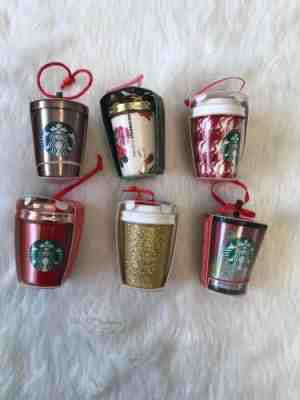 New Starbucks Lot 6 Christmas Ornament Cups Bando Glitter Stainless Steel  - Sold on eBay Oct, 29th 2019 for $99.00