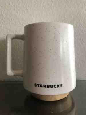 Starbucks White Speckled Handle Mug with Wooden Bottom 16 oz NEW, FREE SHIPPING - Sold on eBay Oct, 29th 2019 for $24.50