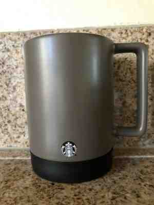 Starbucks Matte Gray Ceramic Coffee Mug Rubber Bottom Black Lid Mermaid Logo  - Sold on eBay Oct, 29th 2019 for $27.50