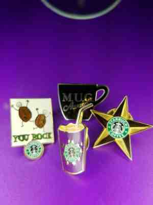 Starbucks Old Logo Coffee Barista Pin Back Lot Employee Service Hat Pin Flair - Sold on eBay Oct, 29th 2019 for $15.50