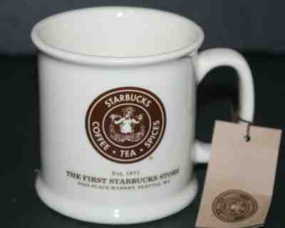 New Made in USA Starbucks Coffee Mug First Store Pikes Place Market Nude 12oz  - Sold on eBay Oct, 29th 2019 for $28.99