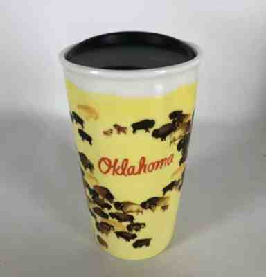 New Starbucks Oklahoma 2016 Yellow Buffalo Ceramic Traveler 10 Oz Tumbler Mug - Sold on eBay Oct, 29th 2019 for $34.95
