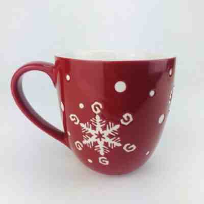 Starbucks Coffee SNOWFLAKE 16oz Mug Cup Holiday 2007 Red Christmas Debossed - Sold on eBay Oct, 29th 2019 for $24.87