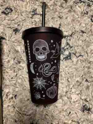 Starbucks HALLOWEEN Cup 2019 **NEW!** Spider Skull Cold Reusable Purple - Sold on eBay Oct, 29th 2019 for $44.95
