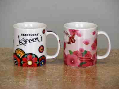 2 DIFFERENT 2014 STARBUCKS 3 oz. MINIATURE MINI MUGS - KOREA - FLOWERS BLOSSOMS - Sold on eBay Oct, 29th 2019 for $24.98