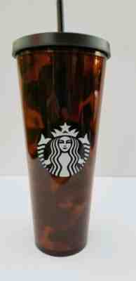 Starbucks Tortoise Shell Cold Cup Acrylic Tumbler Venti 24oz Matte Black Lid NWT - Sold on eBay Oct, 29th 2019 for $39.99