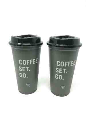 NEW Set of 2 Starbucks Reusable Hot Cup Coffee Set Go With A Black Lid Fall 2019 - Sold on eBay Oct, 28th 2019 for $17.99
