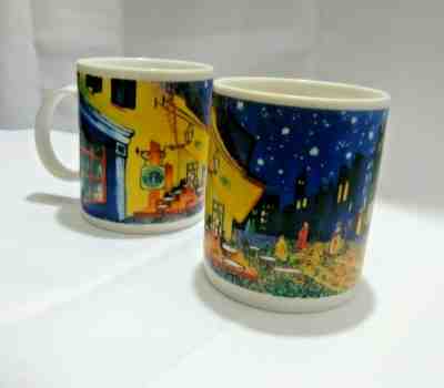 2 Starbuck Chaleur Van Gogh Coffee Mug Cafe Terrace at Night D Burrows 14oz Cup - Sold on eBay Oct, 28th 2019 for $38.00