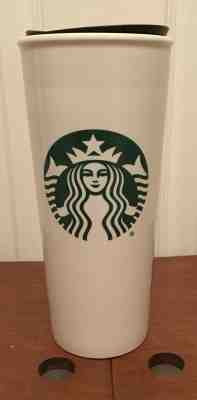 Starbucks Logo Double Wall Ceramic Travel Mug 16 Oz White Tumbler 2016 - Sold on eBay Oct, 28th 2019 for $20.00