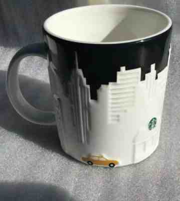 Starbucks New York City Coffee Mug Yellow Taxi Skyline Relief Black White - Sold on eBay Oct, 28th 2019 for $18.89