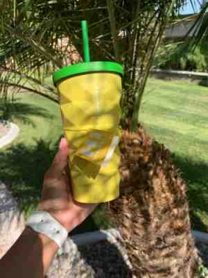 NWT Starbucks Pineapple HI Hawaii 16 oz Metal Cold Cup Tumbler Yellow - Sold on eBay Oct, 28th 2019 for $45.00