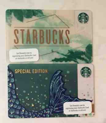 Starbucks 2019 INDONESIA Special Edition Siren Tail And Leaves 2 Card Lot Set - Sold on eBay Oct, 28th 2019 for $17.99