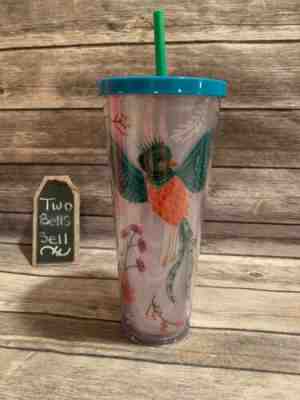 Starbucks Cold Cup 2017 Quetzal Bird Flowers Acrylic Plastic Tumbler Venti 24oz - Sold on eBay Oct, 28th 2019 for $17.97